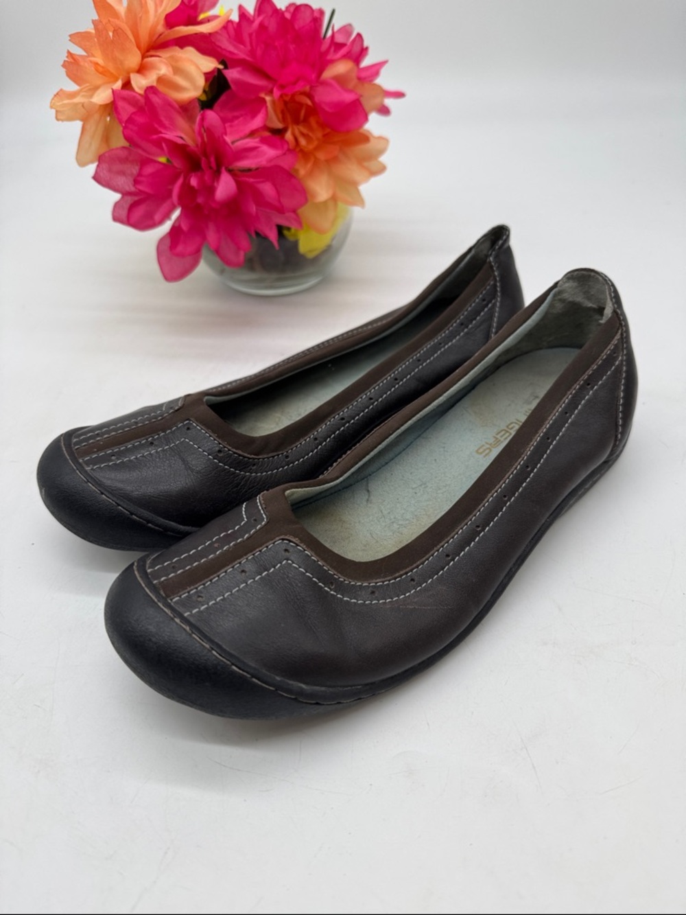 Clarks Dark Brown Leather Slip-On Flats MCL9884C